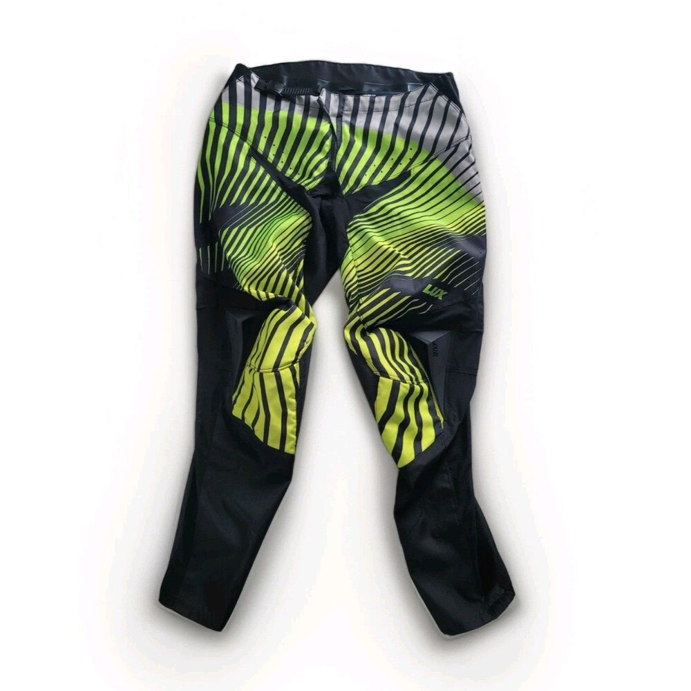 BILT Motorcycle Pants 34 Black Green Lime Race 3D Knee Pad Riding Mesh Dirt Bike